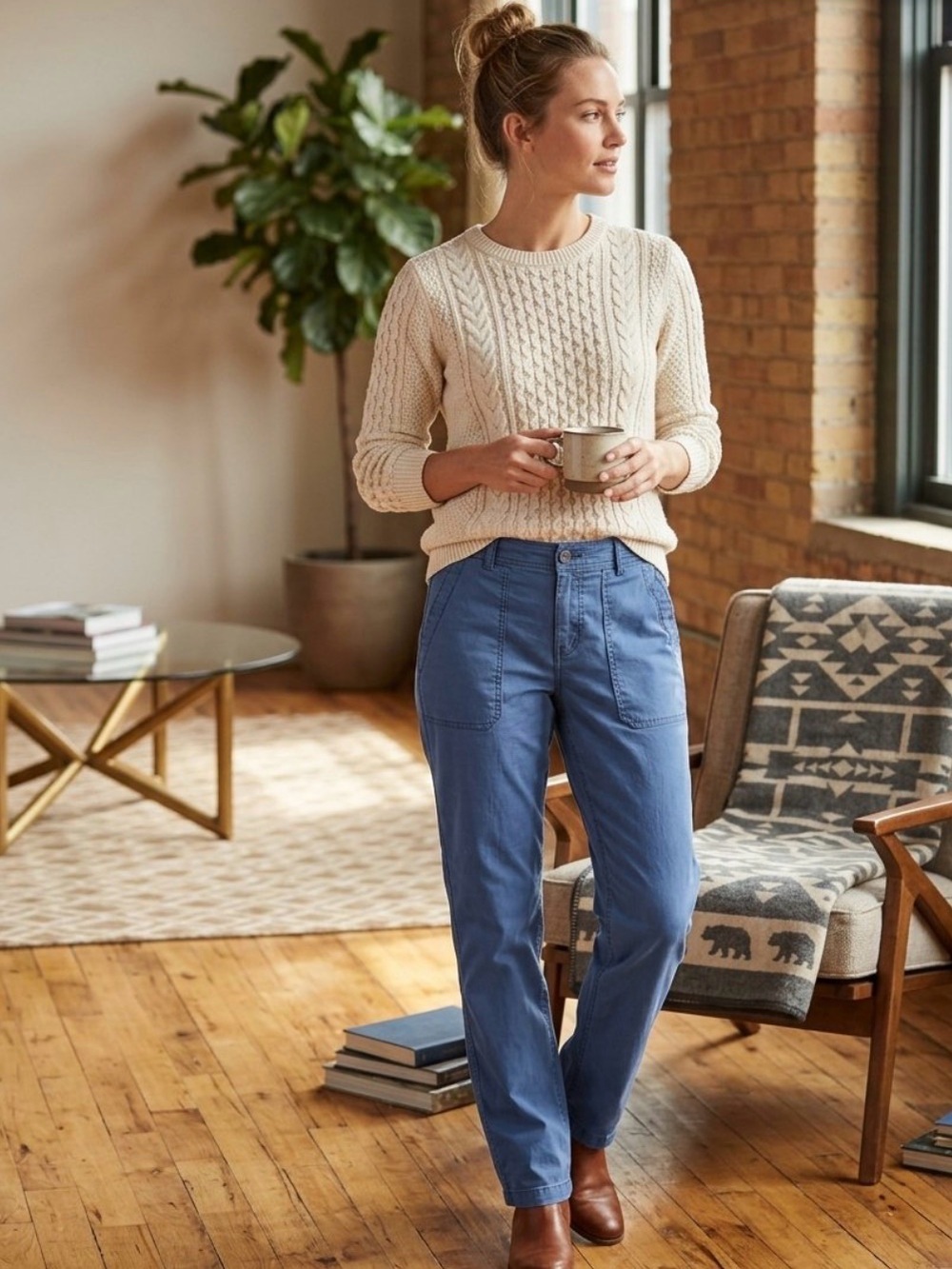 Pendleton Brand Casual Blue Cotton Pants - Classic Pocket Front
